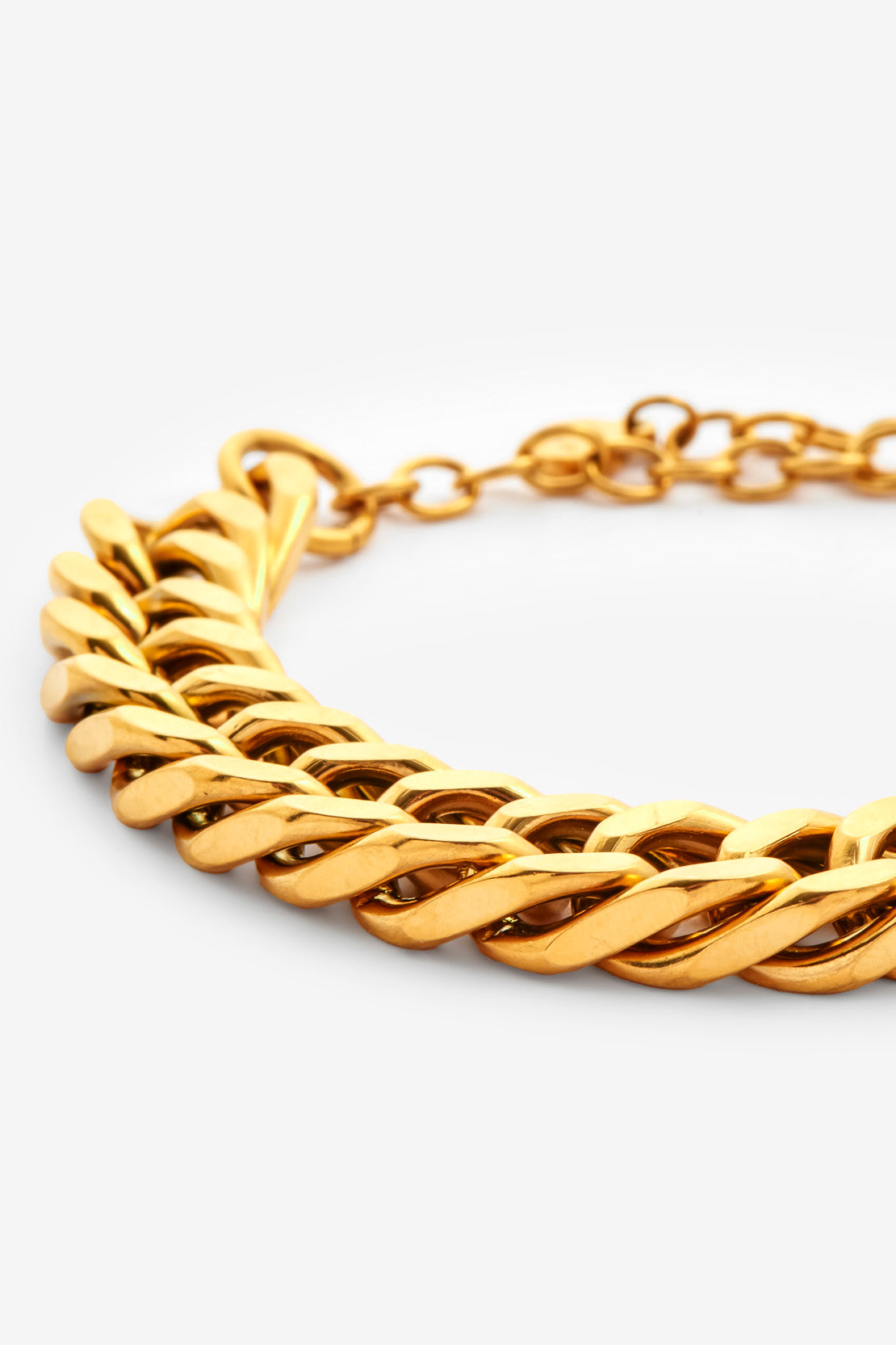 10 mm dickes, flaches kubanisches Armband – Gold